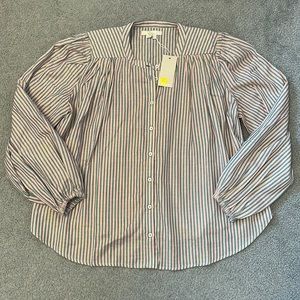 Boden- Women’s- Teal/Pink/Gold Striped Long Sleeve Blouse